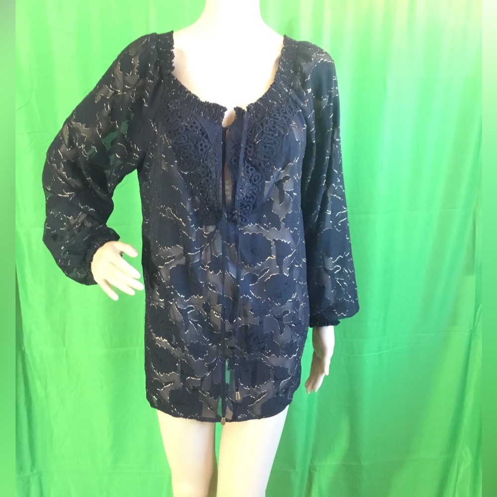 Sheilay Sheer Peasant Blouse NWOT